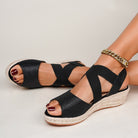 Nora Cross Strap Wedge Sandals