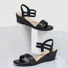 Margo & Main – double strap low wedge sandals, fabric detail, US women's sizes