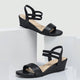 Margo & Main – double strap low wedge sandals, fabric detail, US women's sizes