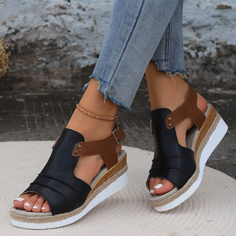 Nerina Two-Tone Espadrille Wedge Sandals