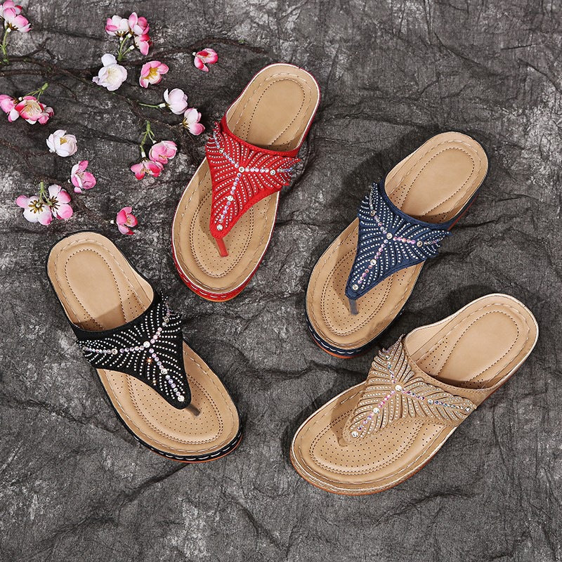 Althea Rhinestone Butterfly Flip Flop Sandals