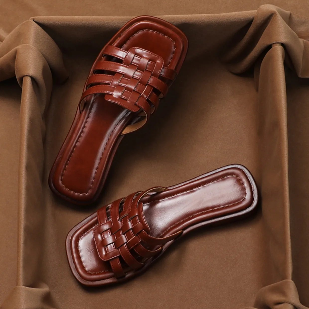 Caroline Italian Woven Slides Sandals