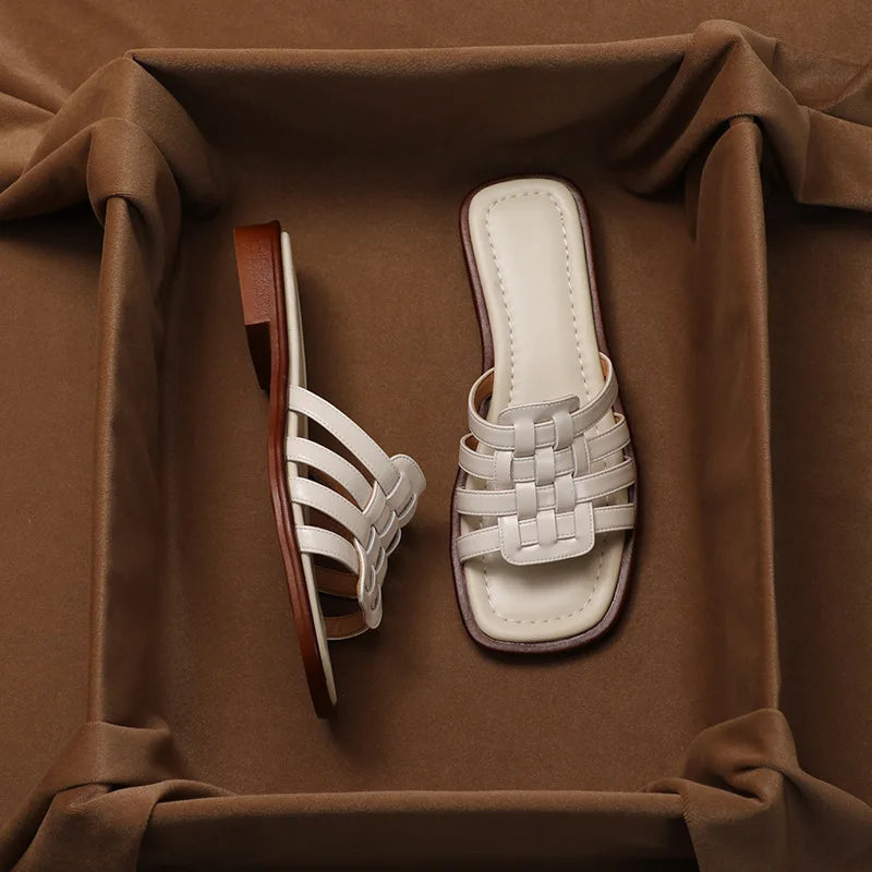 Caroline Italian Woven Slides Sandals