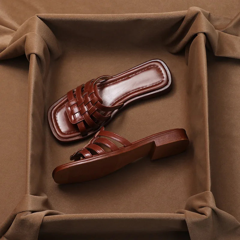 Caroline Italian Woven Slides Sandals