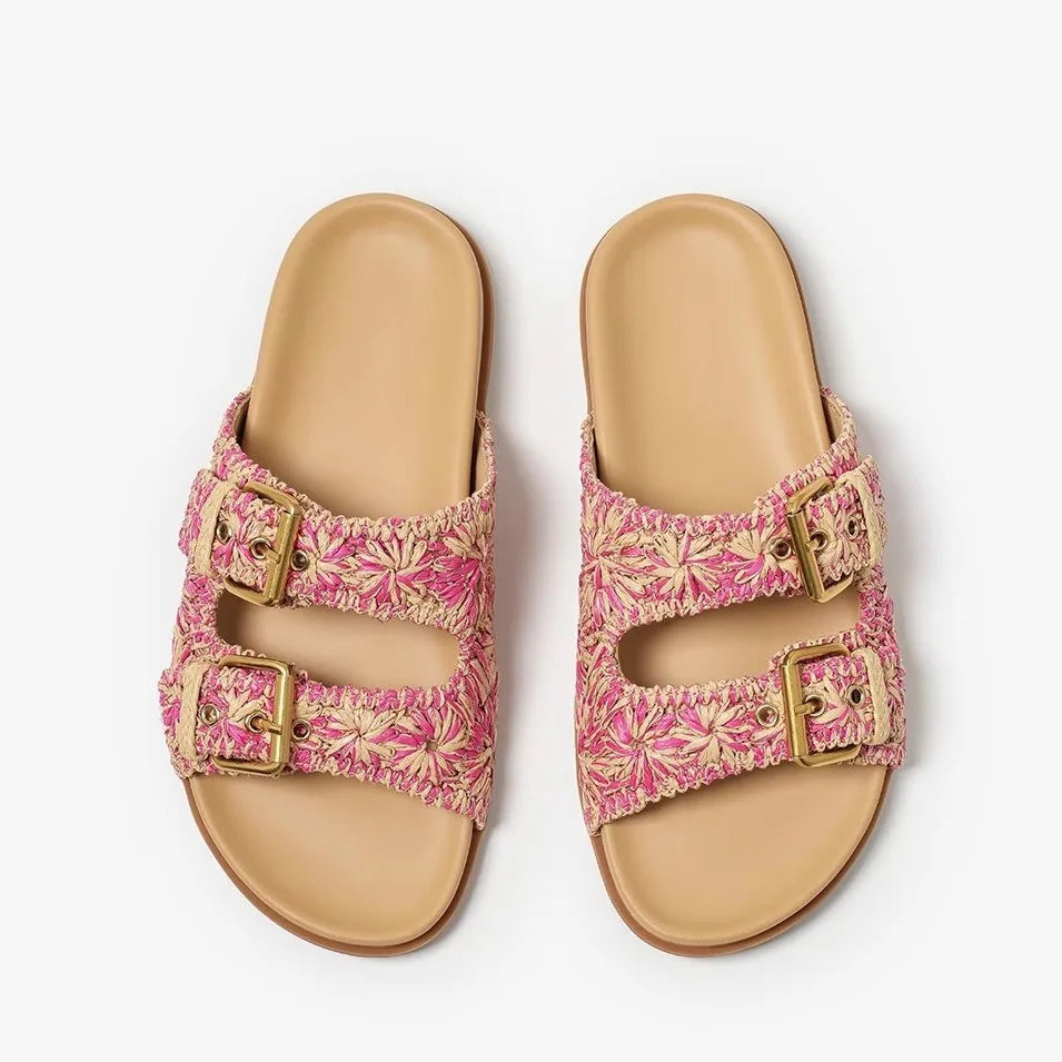 Rosalie Buckle Slides Sandals