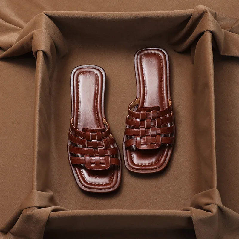 Caroline Italian Woven Slides Sandals
