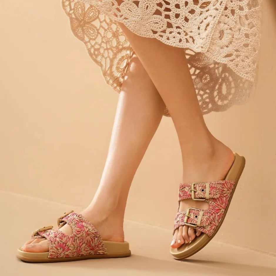 Rosalie Buckle Slides Sandals
