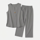 Margo & Main – Lunavia gray sleeveless top and wide-leg pants flat lay, US women's sizes