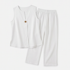 Margo & Main – Lunavia white sleeveless top and wide-leg pants flat lay, US women's sizes