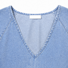 Margo & Main – Delphine Light Blue chambray denim midi dress, V-neck detail, US women’s sizes