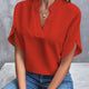 Laurel Split Neck Flutter Sleeve Blouse