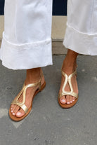 Livia Metallic T-Strap Sandals