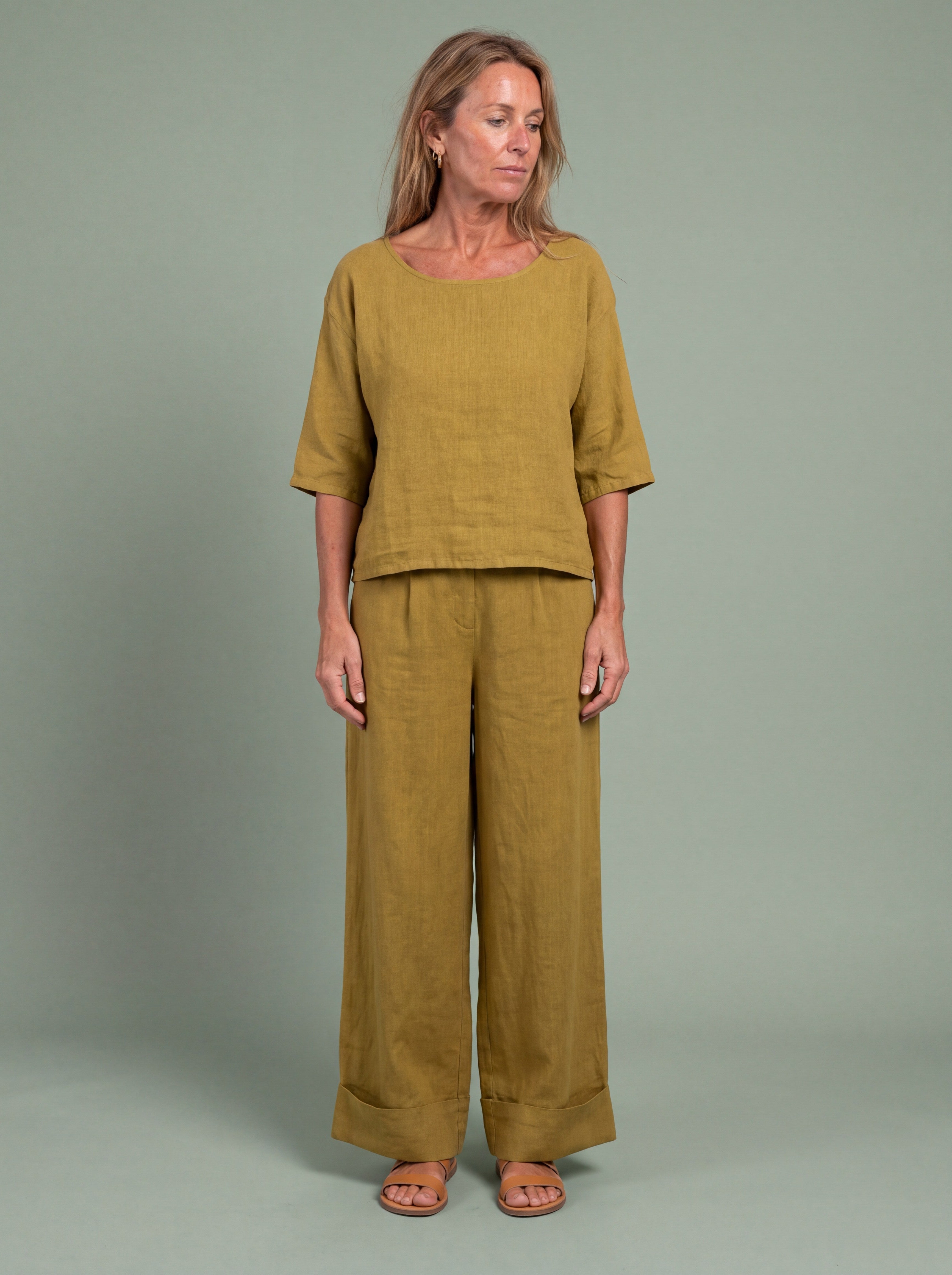 Melba Lane - yellow wide leg two piece set with a relaxed top, full length, AU women's sizes
