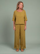 Melba Lane - yellow wide leg two piece set with a relaxed top, full length, AU women's sizes