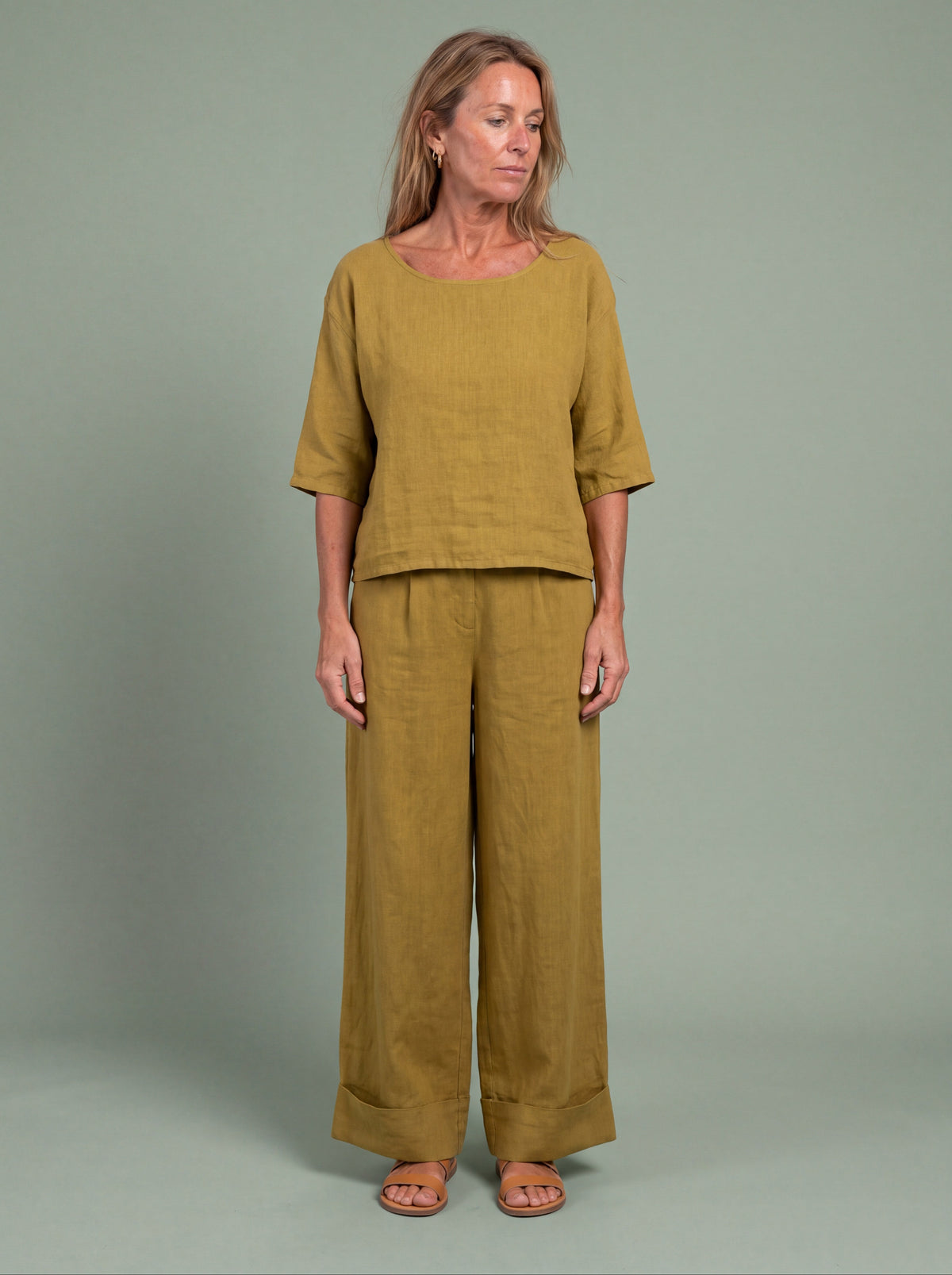 Melba Lane - yellow wide leg two piece set with a relaxed top, full length, AU women's sizes