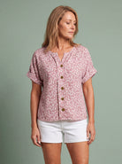 Melba Lane - pink relaxed button through blouse, full length studio view, AU women's sizes