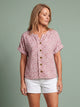 Melba Lane - pink relaxed button through blouse, full length studio view, AU women's sizes