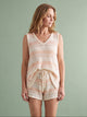 Melba Lane - pink striped knit tank and shorts set, full length view, AU women's sizes