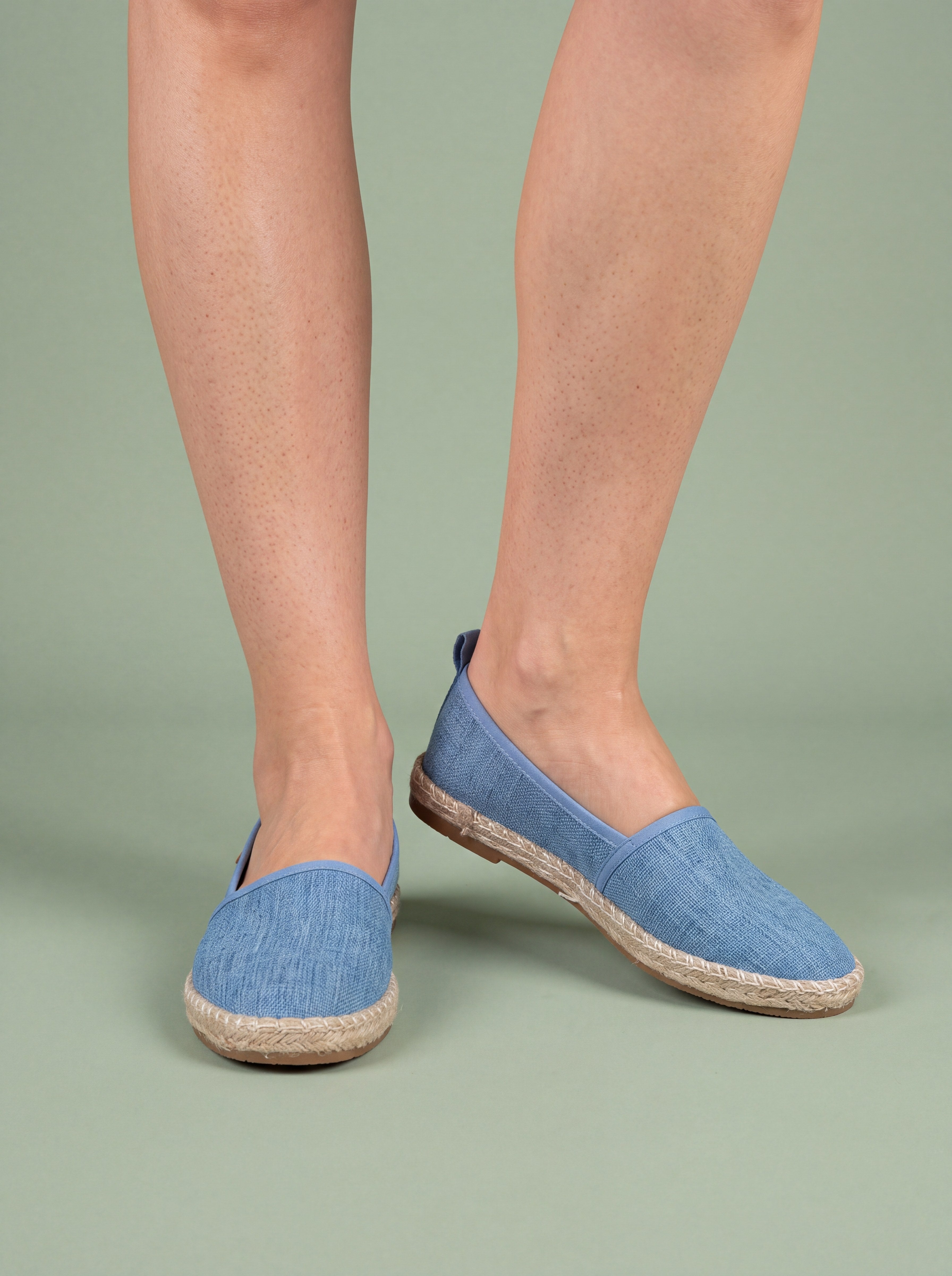Melba Lane - blue woven slip on espadrille flats, front studio view, AU women's sizes