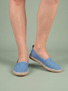 Melba Lane - blue woven slip on espadrille flats, front studio view, AU women's sizes