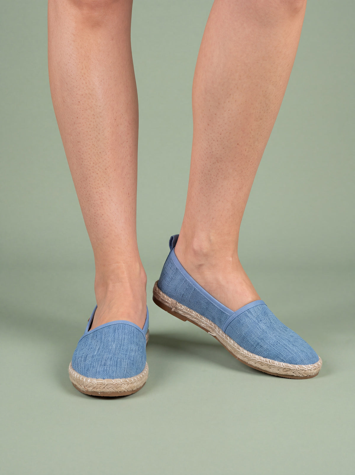 Melba Lane - blue woven slip on espadrille flats, front studio view, AU women's sizes
