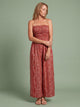Melba Lane - red printed strapless jumpsuit with wide leg, full length, AU women's sizes