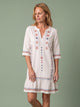 Melba Lane - cream woven tunic beach dress with embroidered trim, full length, AU women's sizes