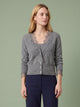 Melba Lane - grey fine knit cardigan with lace panels, full length view, AU women's sizes