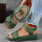 Melba Lane - green cushioned wedge sandals with adjustable straps, worn view, AU women's sizes
