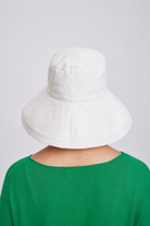 Margo & Main – Elke hemp beige wide-brim bucket sun hat from the back, showing full neck coverage
