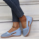 Melba Lane - blue cutout slip on shoes with elastic back, worn view, AU women's sizes