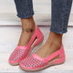 Melba Lane - pink perforated cutout slip on shoes, front pair view worn, AU women's sizes