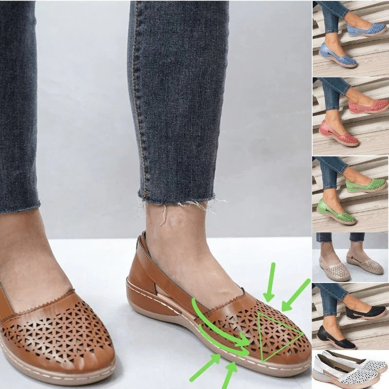 Melba Lane - brown cutout slip on shoes, sole and colour range detail, AU women's sizes
