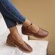 Melba Lane - brown perforated cutout slip on shoes, styled side view, AU women's sizes