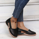 Melba Lane - black cutout slip on shoes with elastic panel, worn view, AU women's sizes
