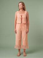 Melba Lane - orange lace trim two piece set with wide leg pants, full length, AU women's sizes