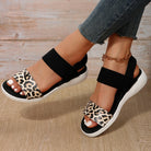 Melba Lane - leopard print stretch strap platform sandals, angled view, AU women's sizes