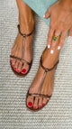 Melba Lane - bronze metallic t-strap flat sandals, top down pair view, AU women's sizes