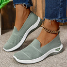 Melba Lane - green knit slip on walking shoes worn with cropped denim, AU women's sizes