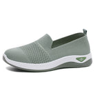 Melba Lane - green knit slip on walking shoes, single shoe from the side, AU women's sizes