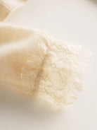 Melba Lane - white lace panel knit cardigan, lace sleeve cuff close up, AU women's sizes
