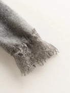 Melba Lane - grey lace panel knit cardigan, lace sleeve cuff close up, AU women's sizes