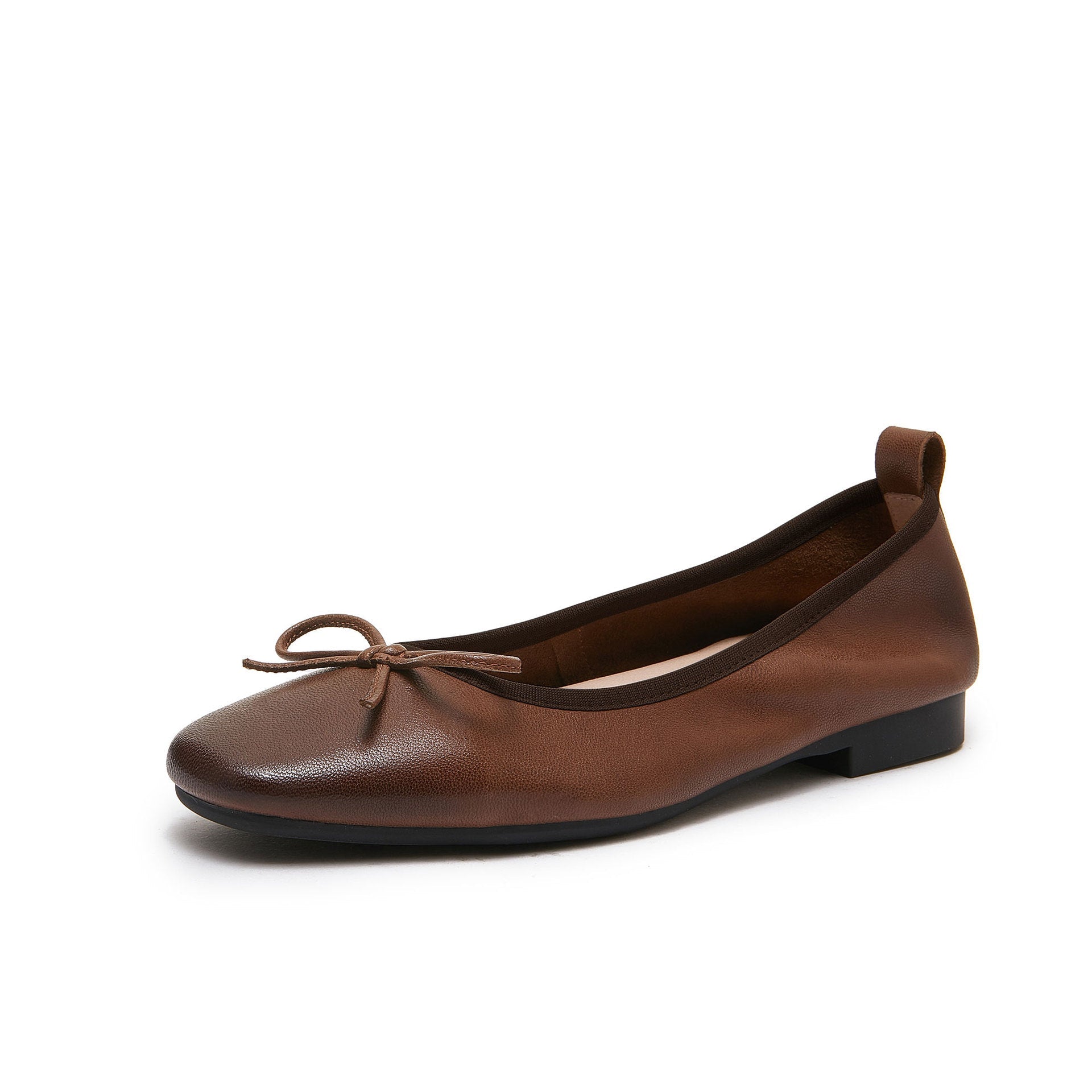 Melba Lane - brown sheepskin bow ballet flats, studio product view, AU women's sizes