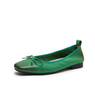 Melba Lane - green sheepskin bow ballet flats, studio product view, AU women's sizes