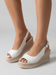 Melba Lane - white braided espadrille wedge sandals, worn side view, AU women's sizes