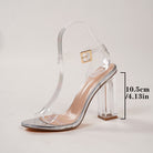 Melba Lane - clear block heel sandals, product view with 10.5 cm heel measurement, AU women's sizes