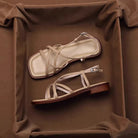 Melba Lane - white strappy block heel sandals, angled view of the low heel, AU women's sizes