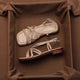 Melba Lane - white strappy block heel sandals, angled view of the low heel, AU women's sizes