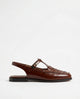 Melba Lane - brown woven slingback flats with a T-bar strap, side view, AU women's sizes