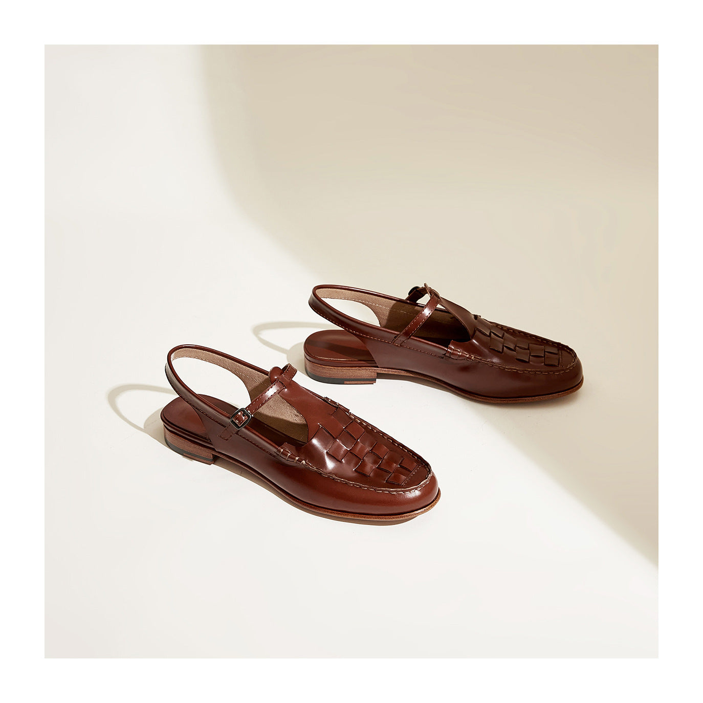 Melba Lane - brown woven slingback flats, pair with the slingback showing, AU women's sizes
